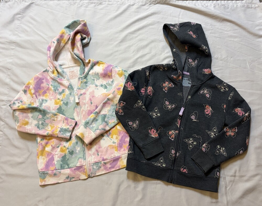 Cat & Jack Girls Lot Of 2 Zip Up Hoodies Size M(8)
